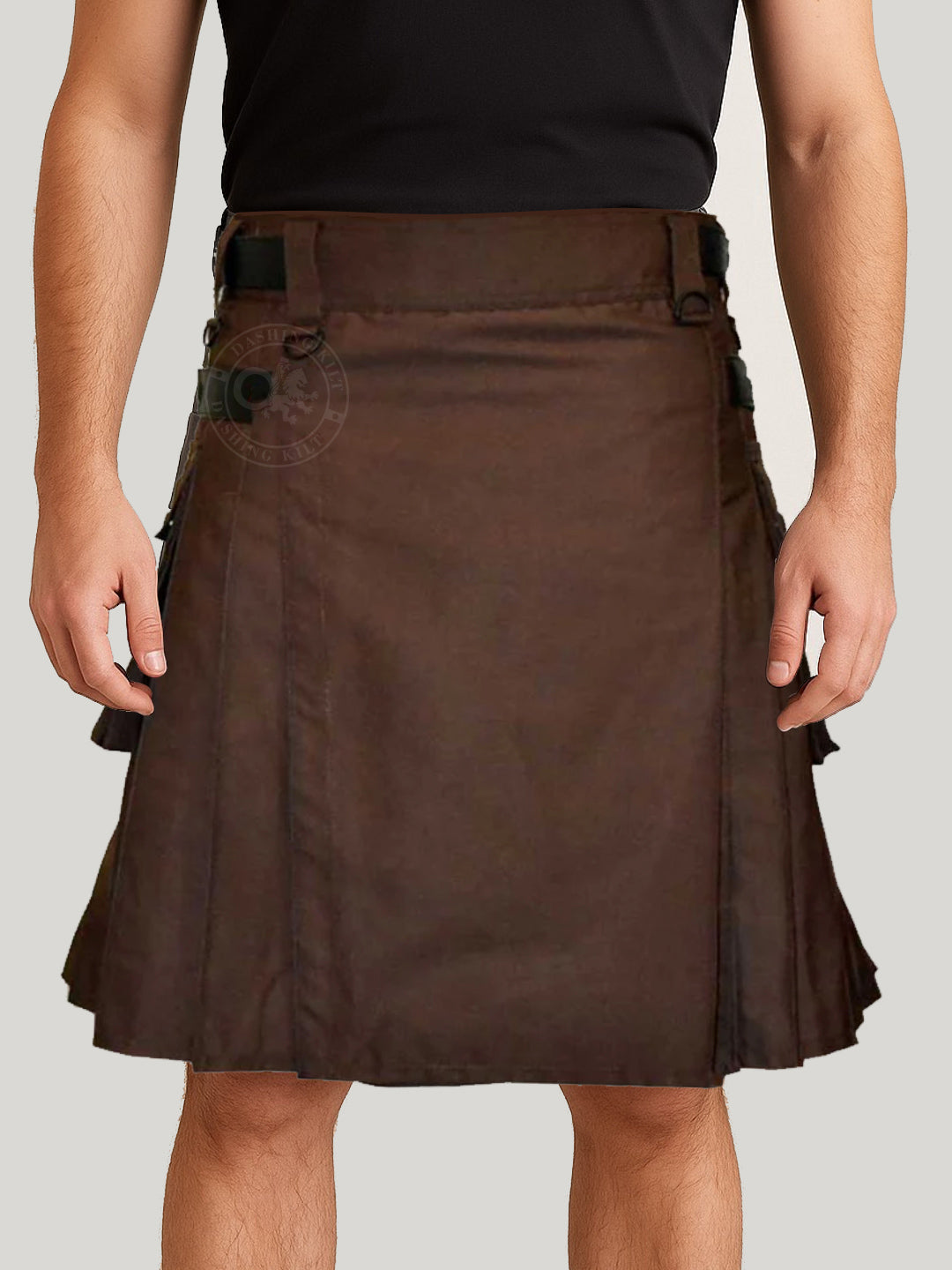 Chocolate brown Leather Straps Kilt