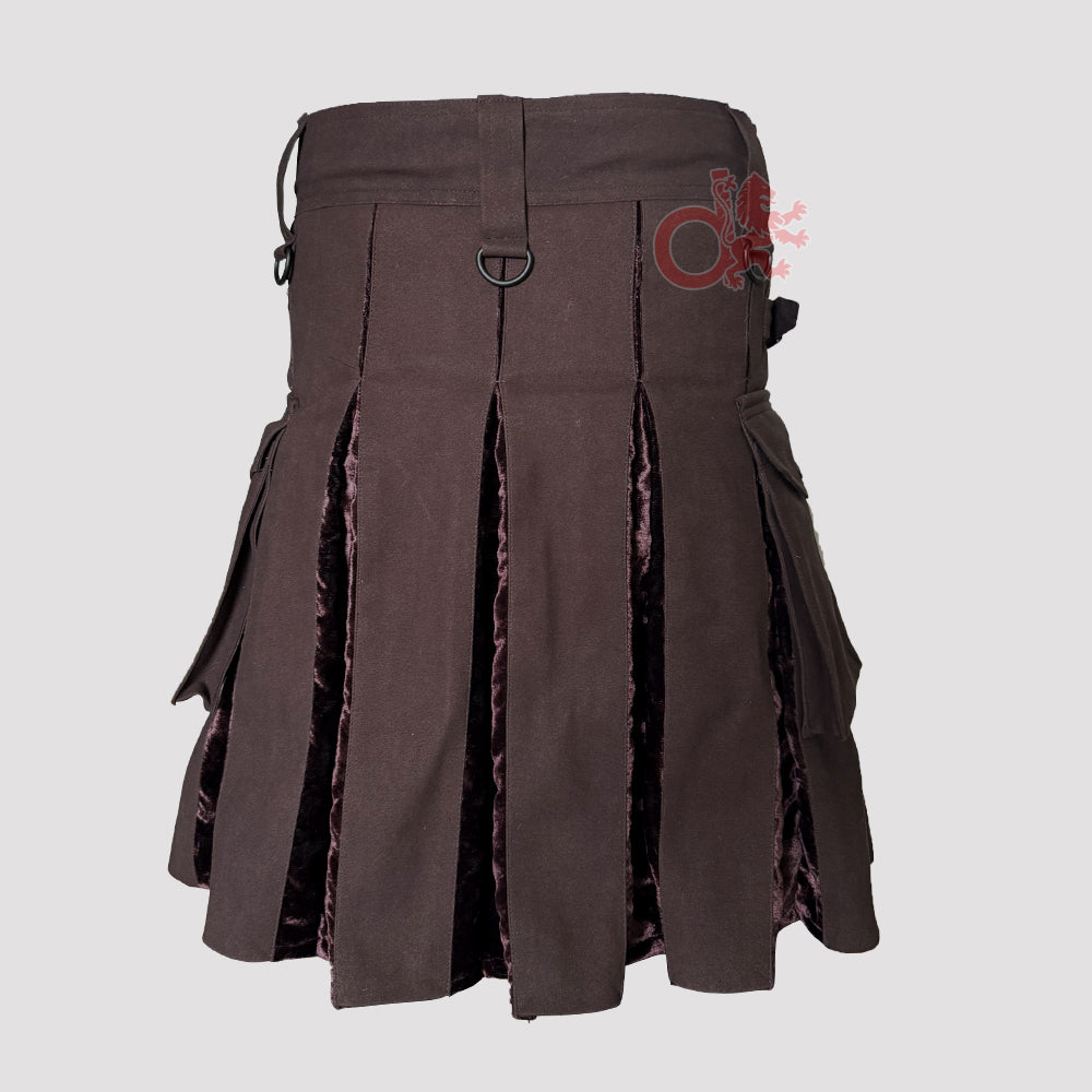 Custom Hybrid Artificial Brown Suede Leather Kilt