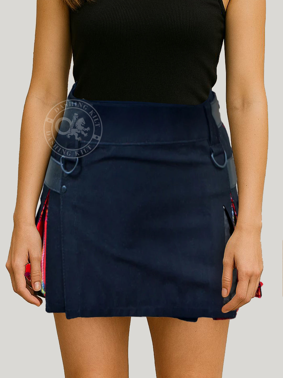 Deluxe Black and Royal Stewart Hybrid Kilt for Women