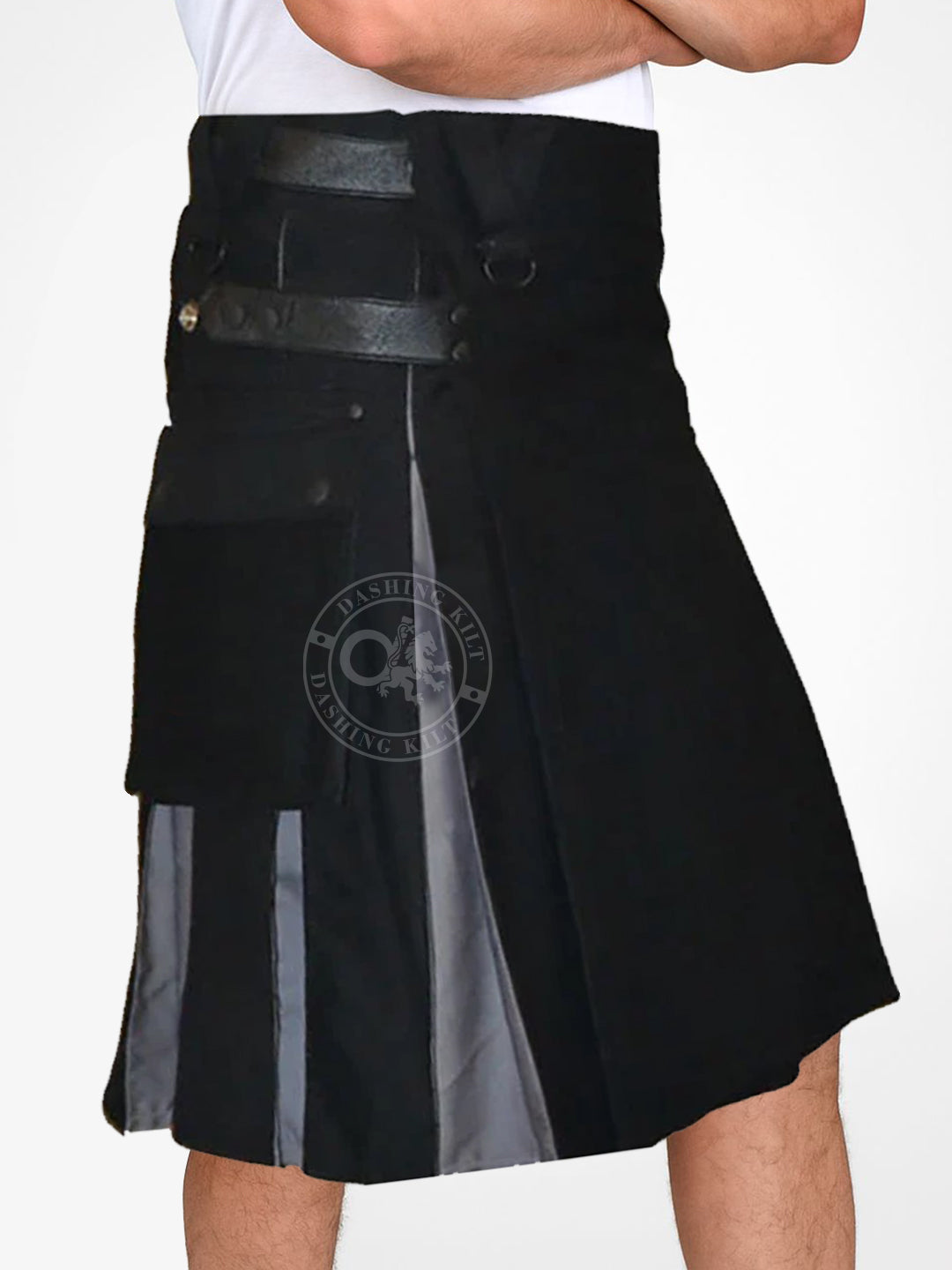 Hybrid Black Gray Adjustable Kilt