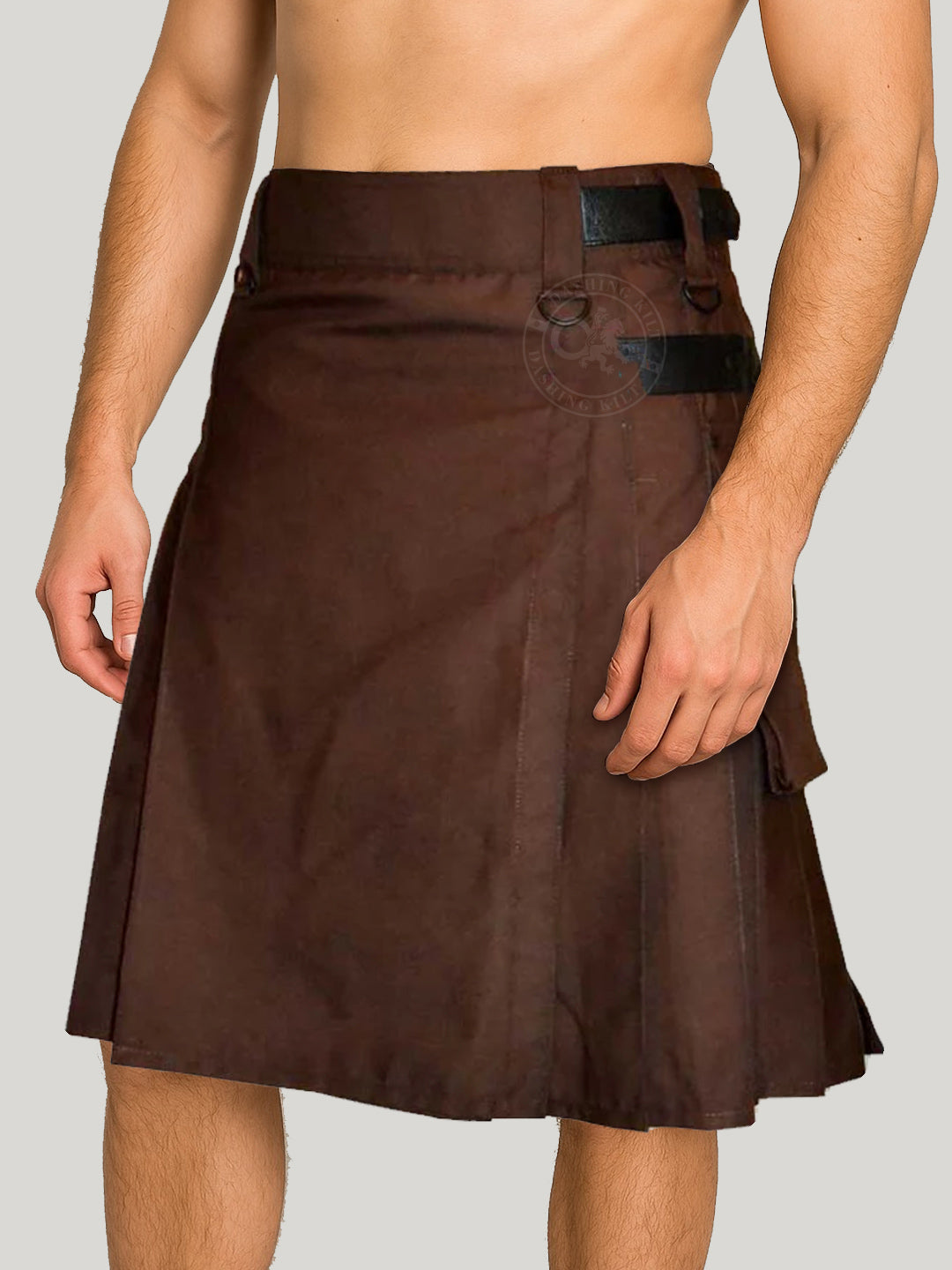 Chocolate brown Leather Straps Kilt