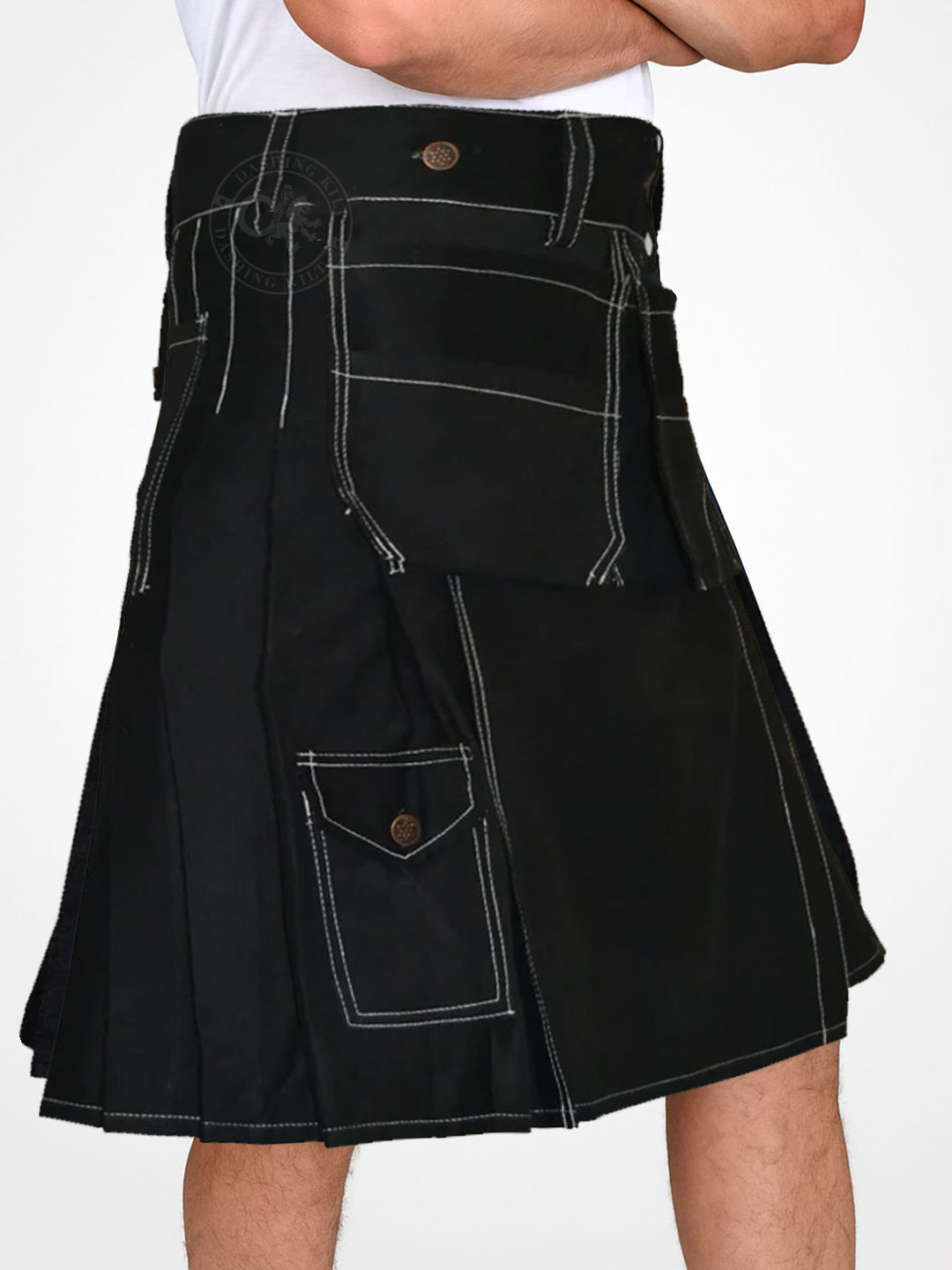 Contrast Thread Stitching Kilt