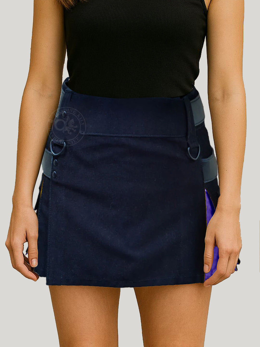Premium Black and Blue Hybrid Kilt for Girls