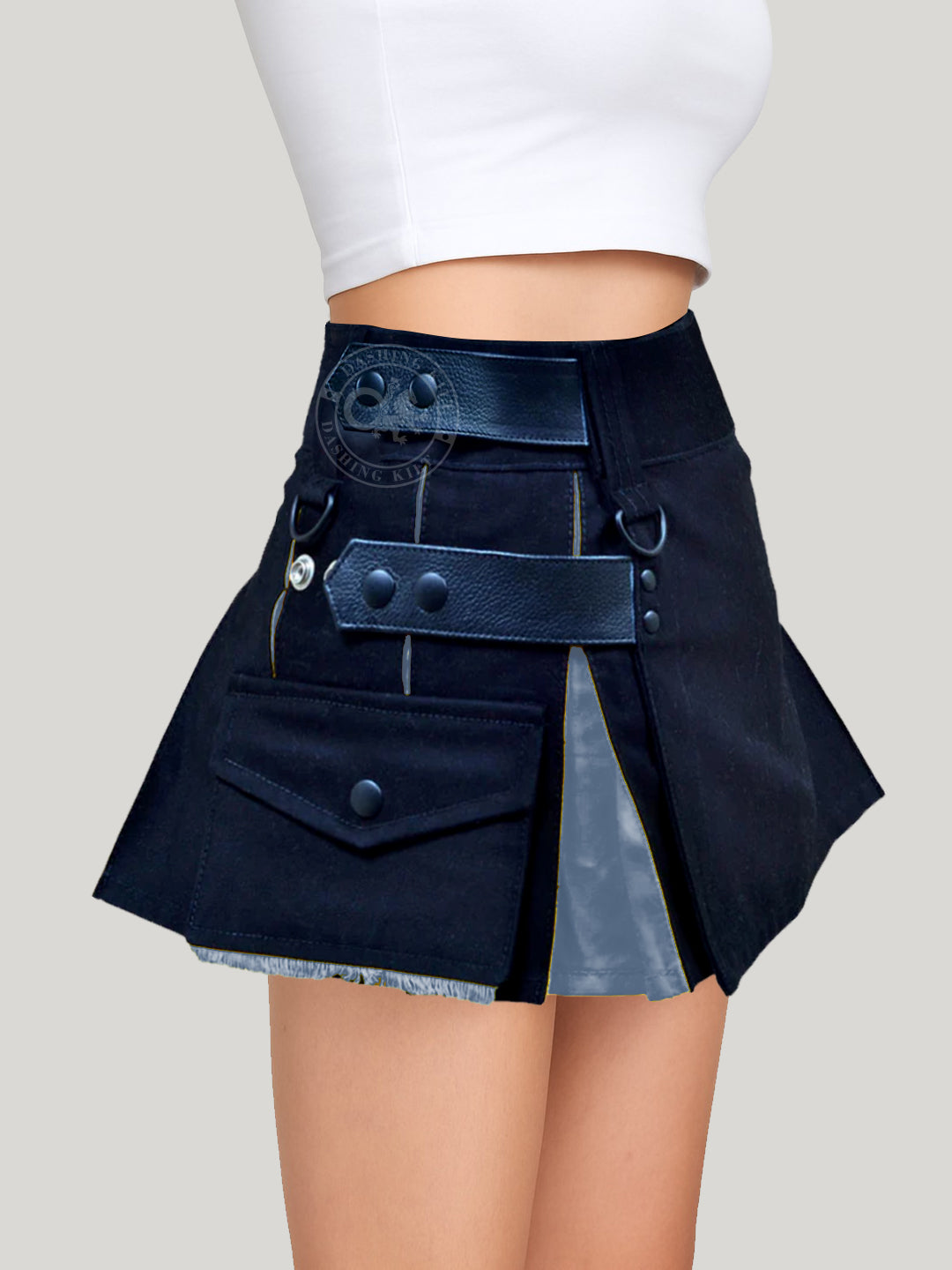 Black and Gray Hybrid Kilt for Girls
