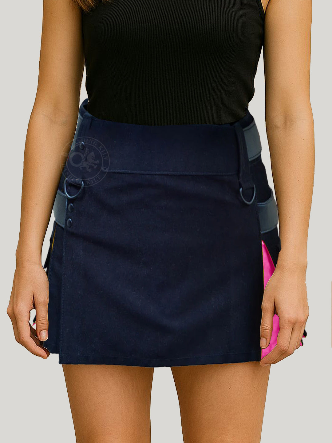 Deluxe Black and Pink Hybrid Kilt for Girls