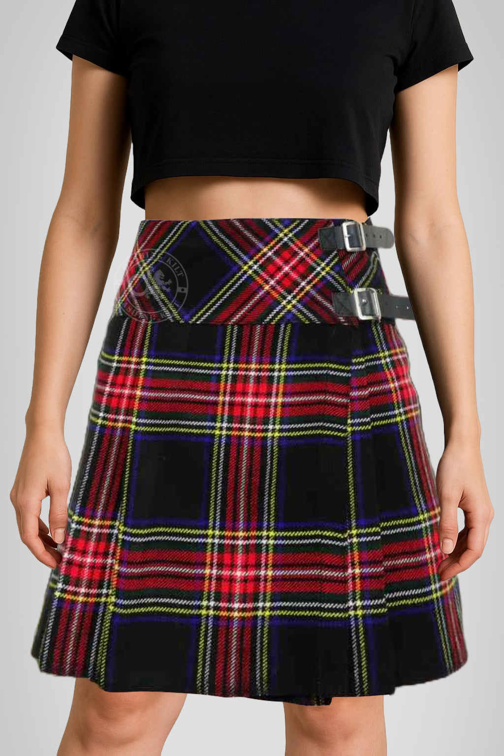 Women’s 16 inches Black Stewart Tartan Billi Kilt Skirt