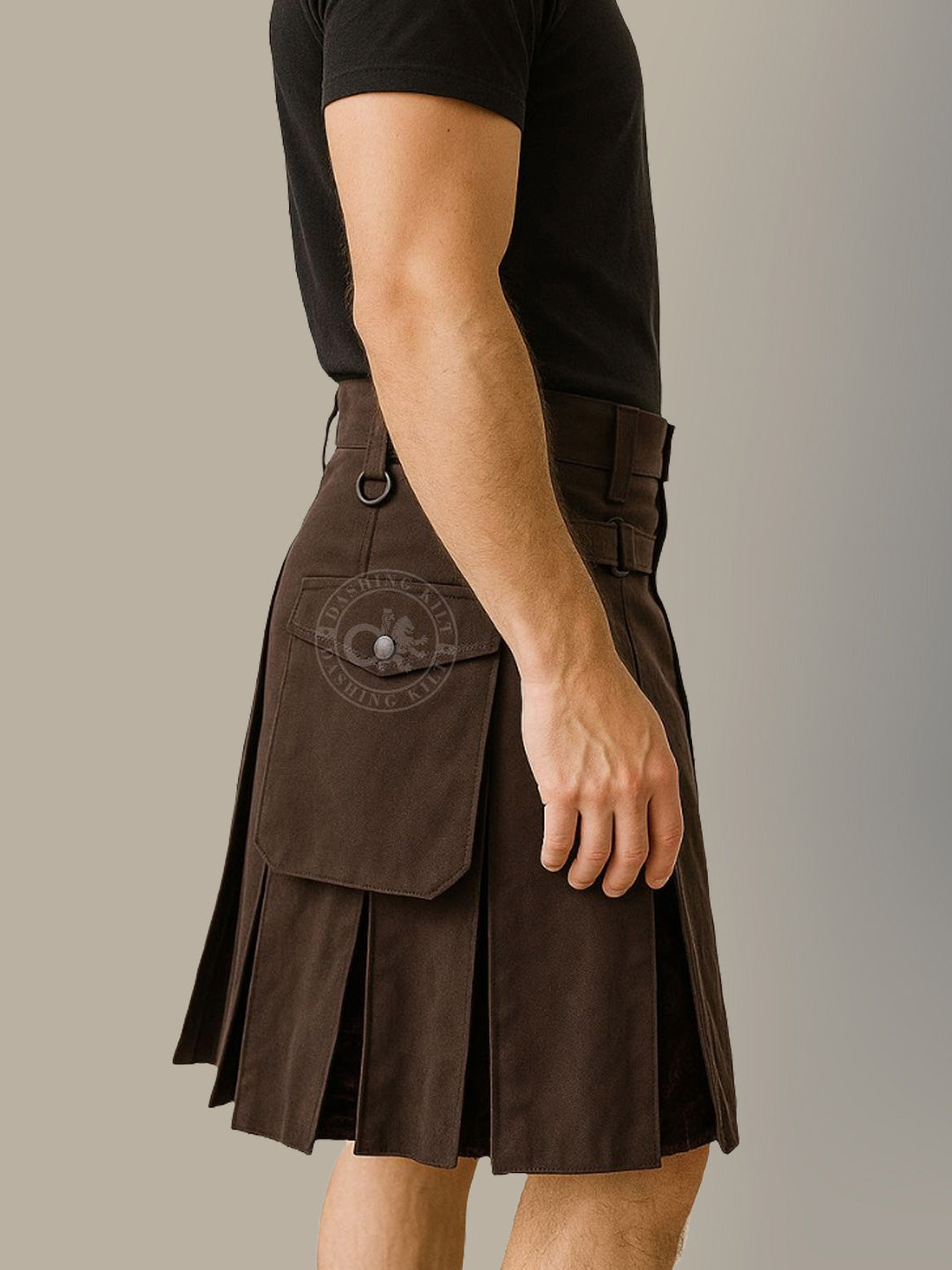 Custom Hybrid Artificial Brown Suede Leather Kilt