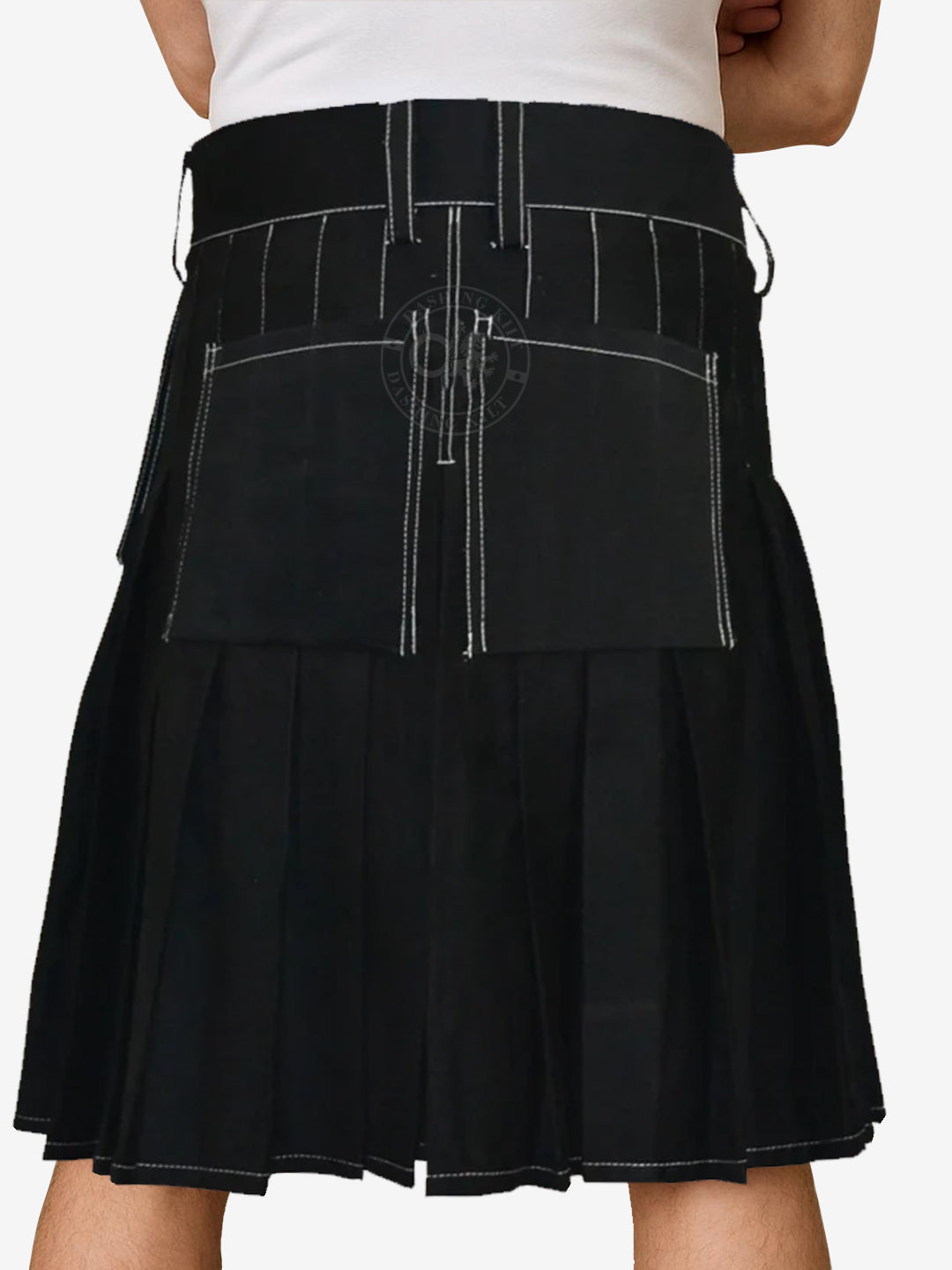 Contrast Thread Stitching Kilt