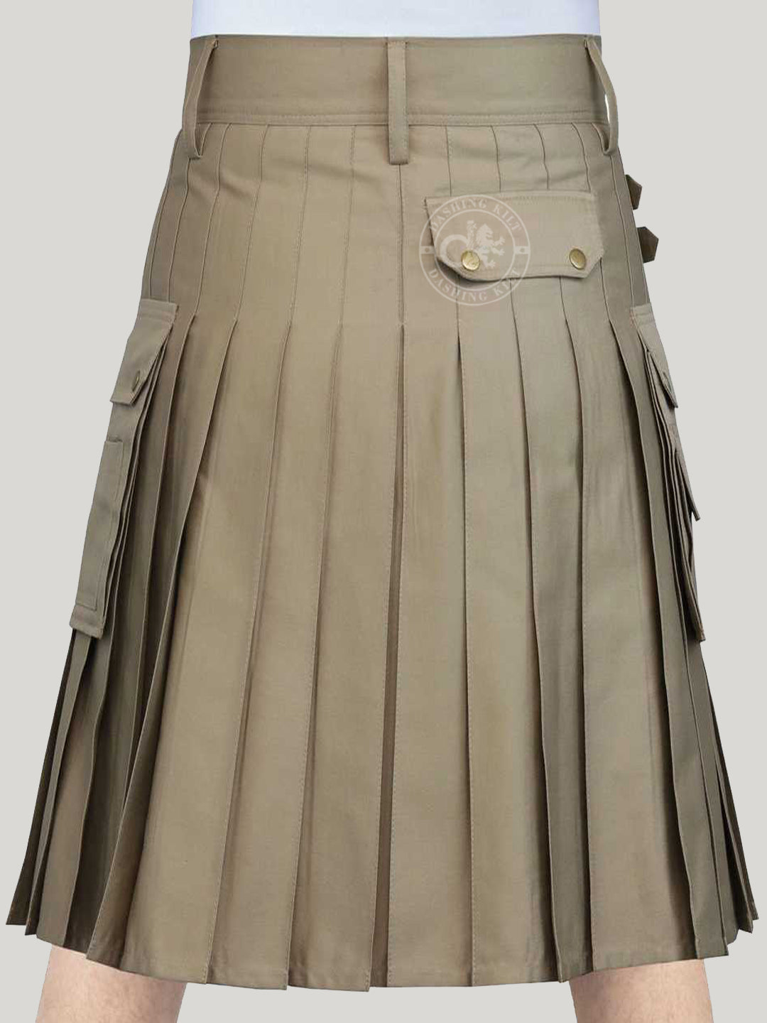 Khaki Cotton Utility kilt for men