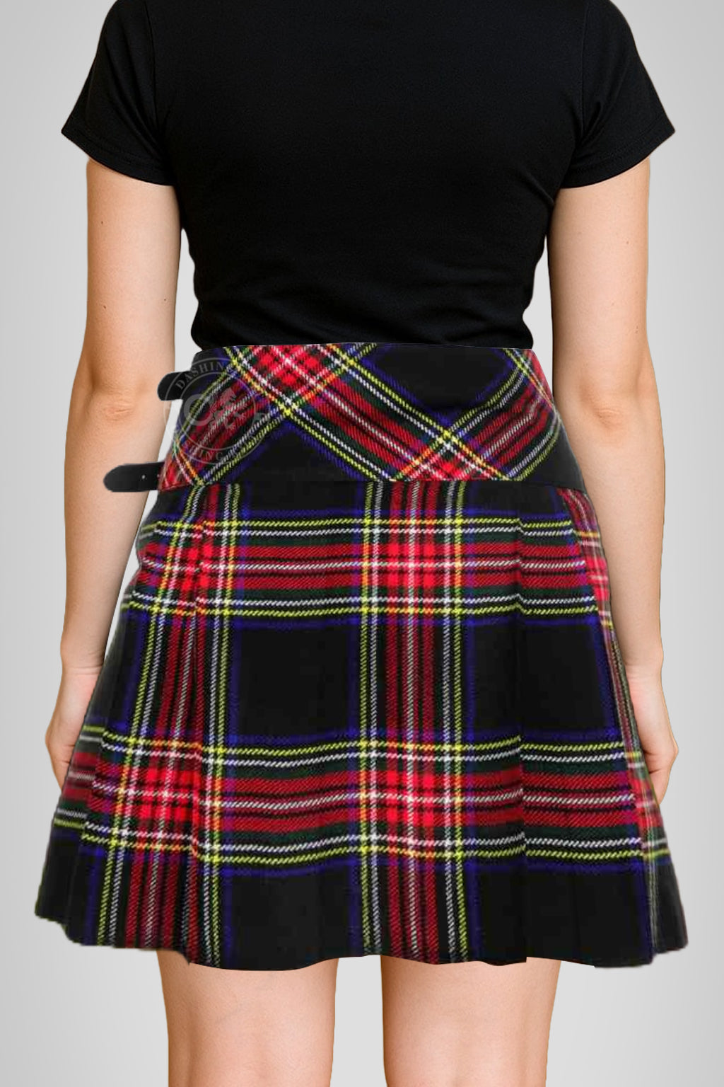 Women’s 16 inches Black Stewart Tartan Billi Kilt Skirt