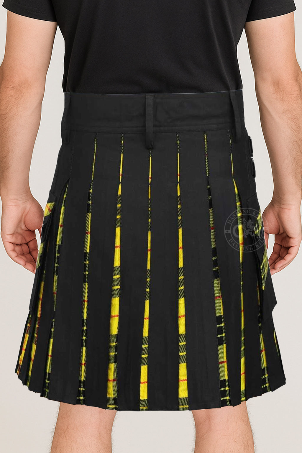 Men’s Modern Hybrid Cotton & MacLeod of Lewis Tartan Cross Strips Designer’s Wedding Kilt