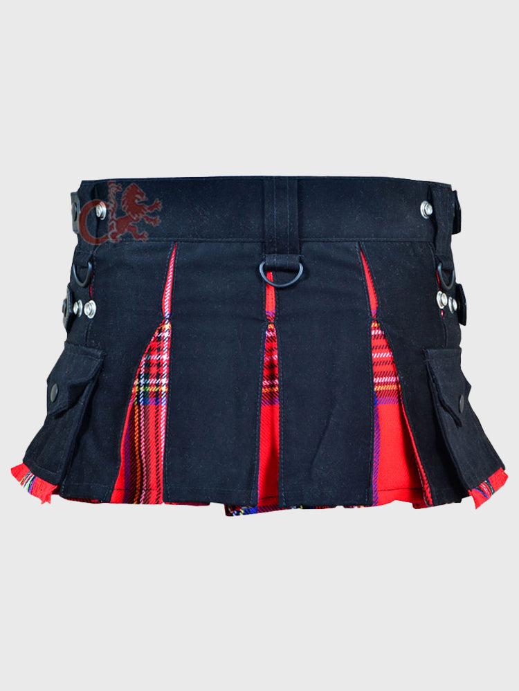 Deluxe Black and Royal Stewart Hybrid Kilt for Women