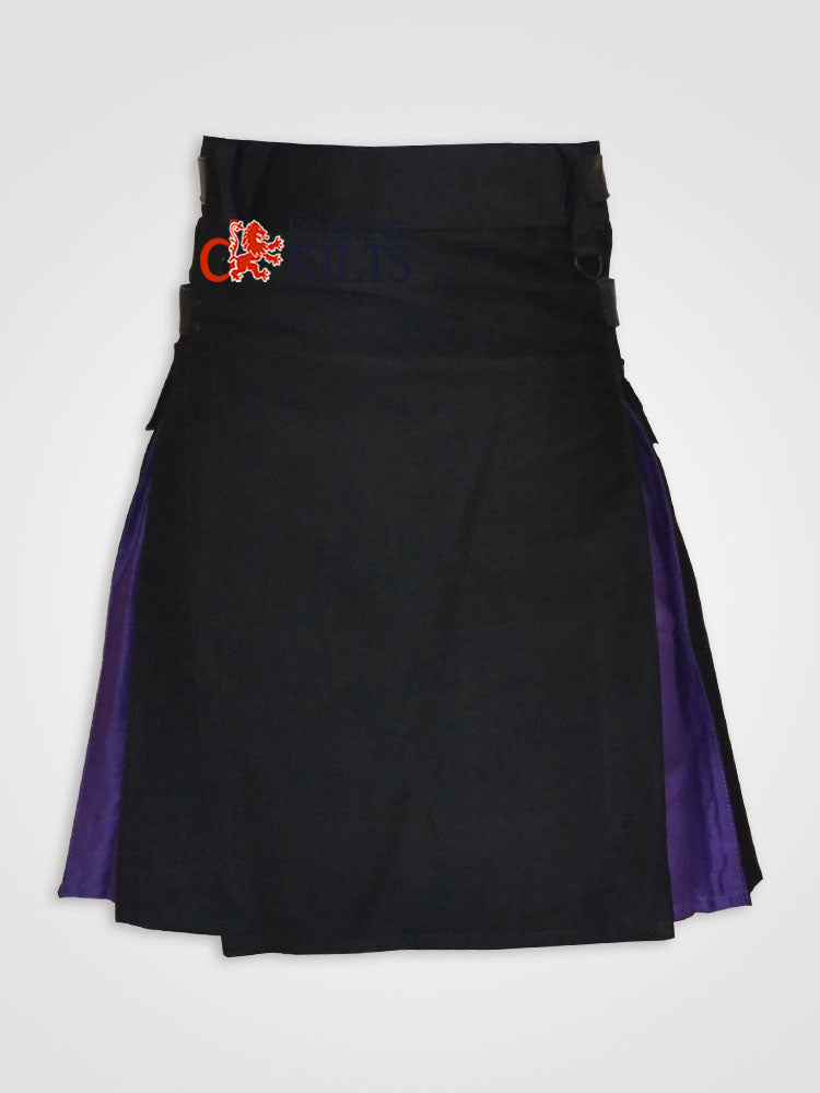 Hybrid Black Purple Leather Straps kilt