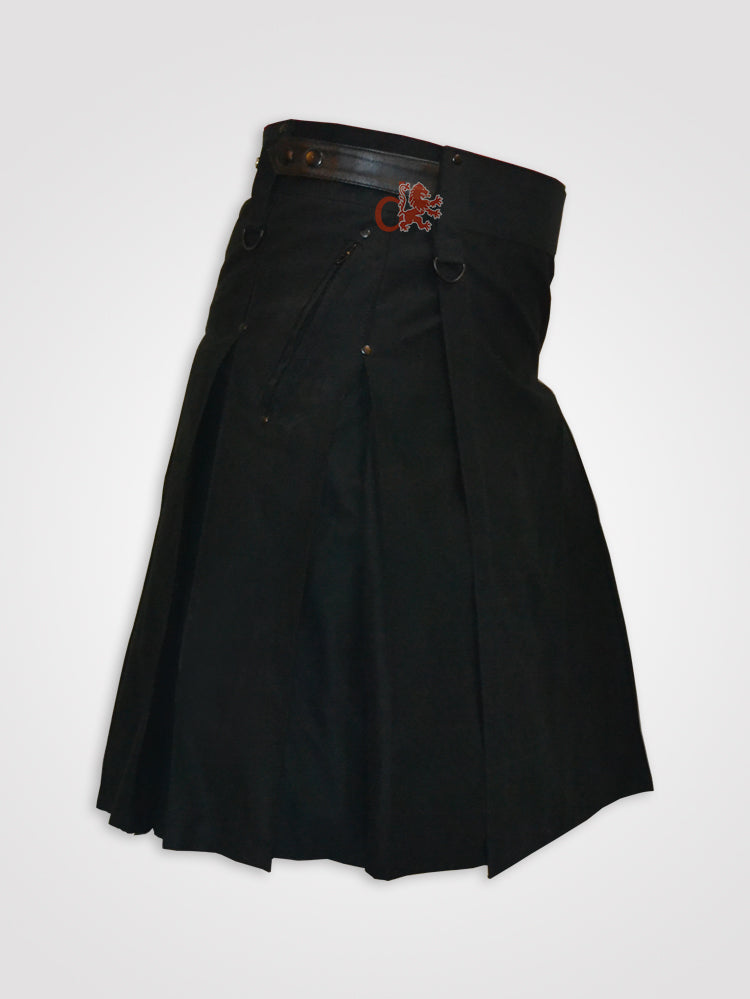 Box Pleated Leather Straps Mocker kilt