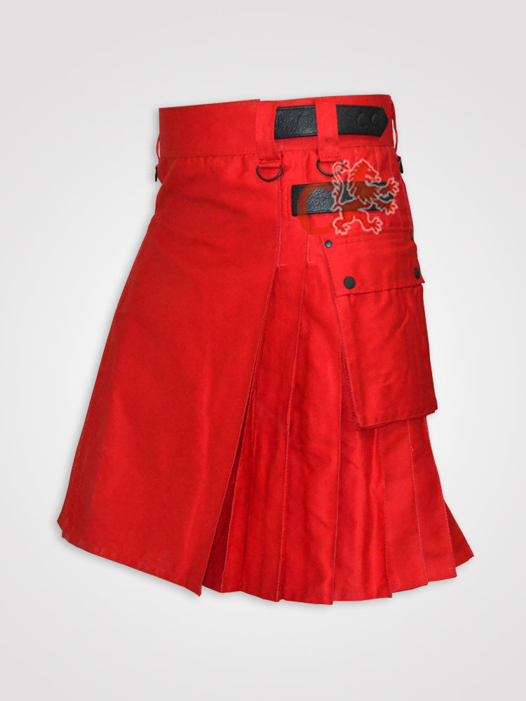 Red Leather Straps kilt