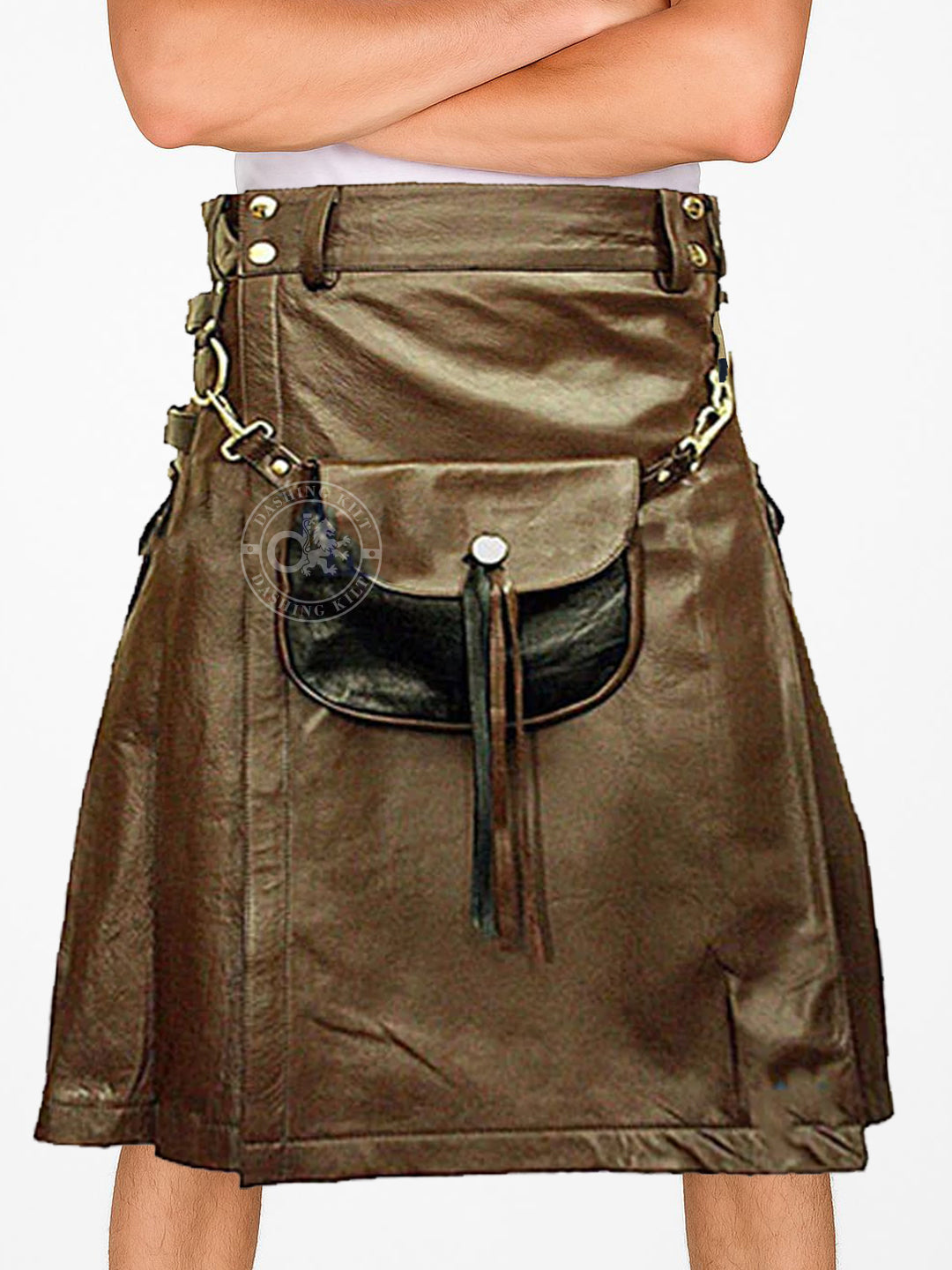 Men Leather Classy Kilt with Sporran
