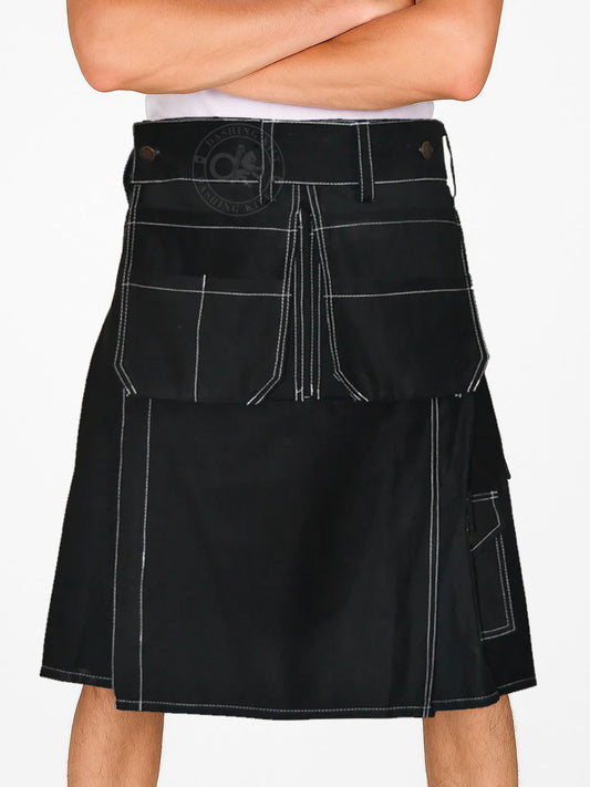 Contrast Thread Stitching Kilt
