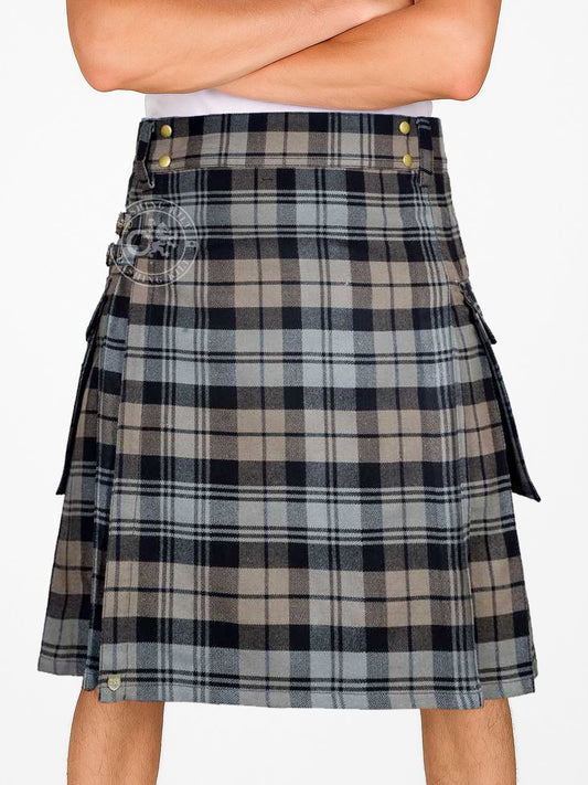 Black Watch Weathered Tartan 16oz Utility Kilt for Men
