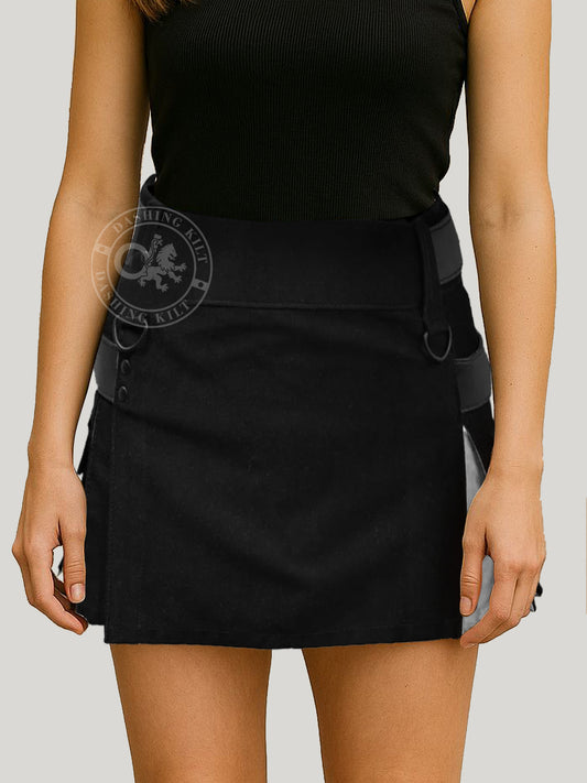 Black and Gray Hybrid Kilt for Girls