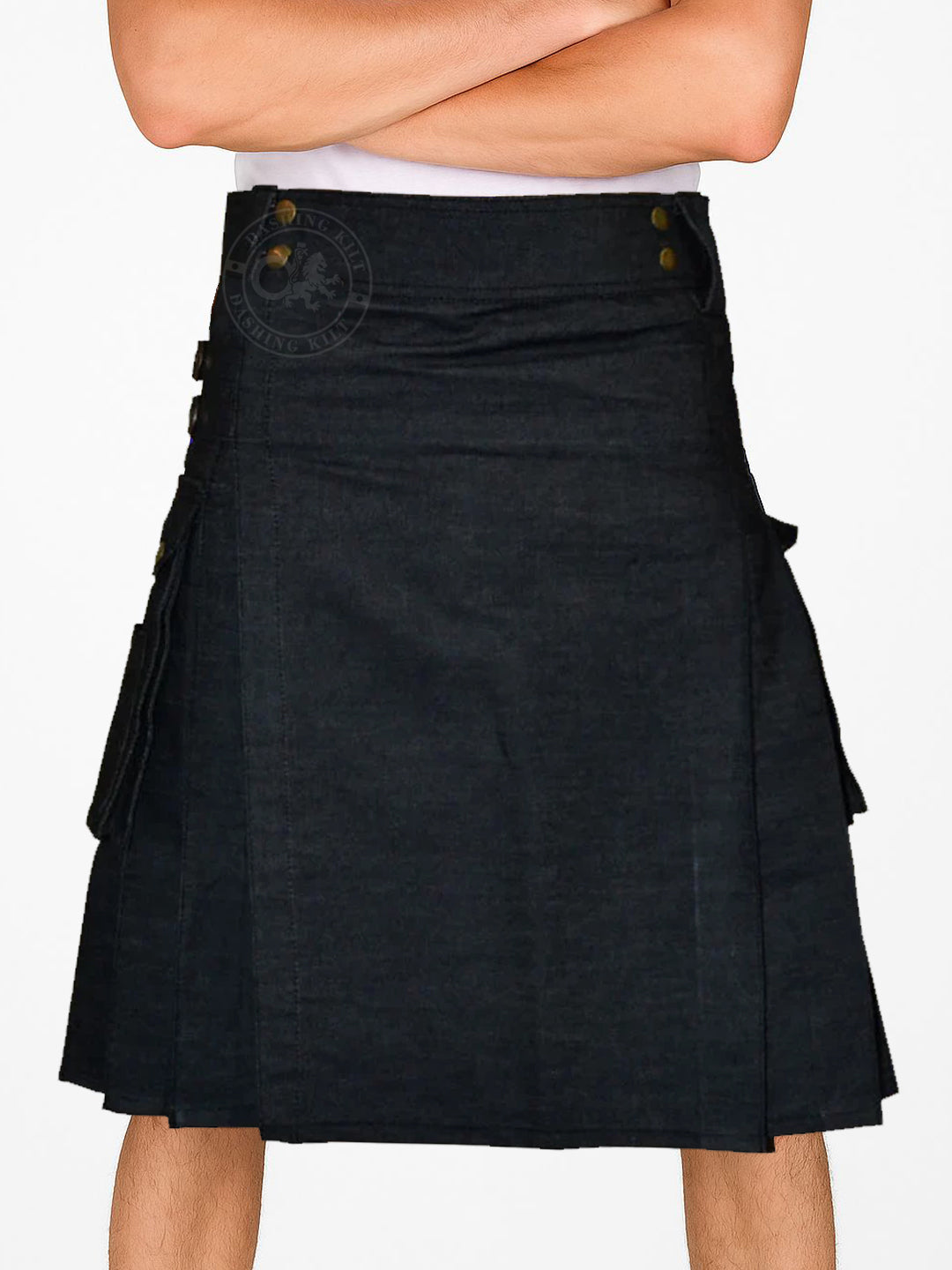 Gray Black Denim Utility kilt