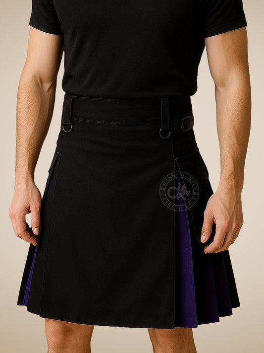 Hybrid Black Purple Leather Straps kilt
