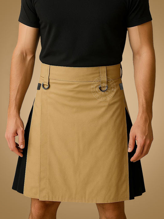Khaki and Black Hybrid Kilt
