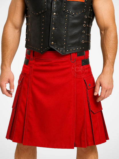 Red Leather Straps kilt
