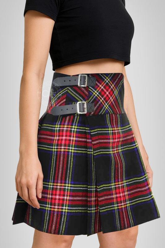 Women’s 16 inches Black Stewart Tartan Billi Kilt Skirt