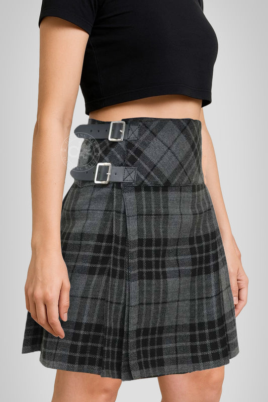 Women’s 16 inches Grey Watch Tartan Billi Kilt Skirt