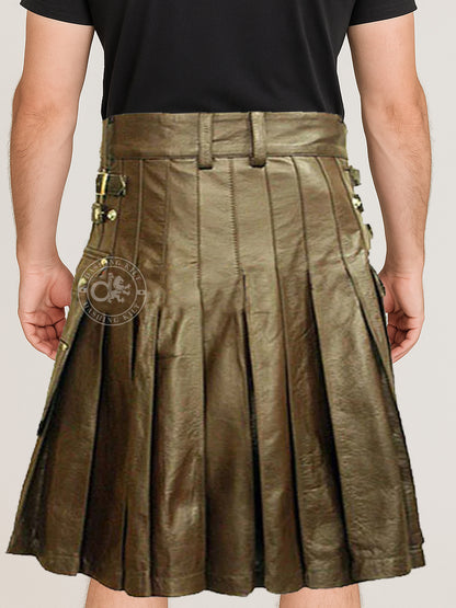 Men Leather Classy Kilt with Sporran