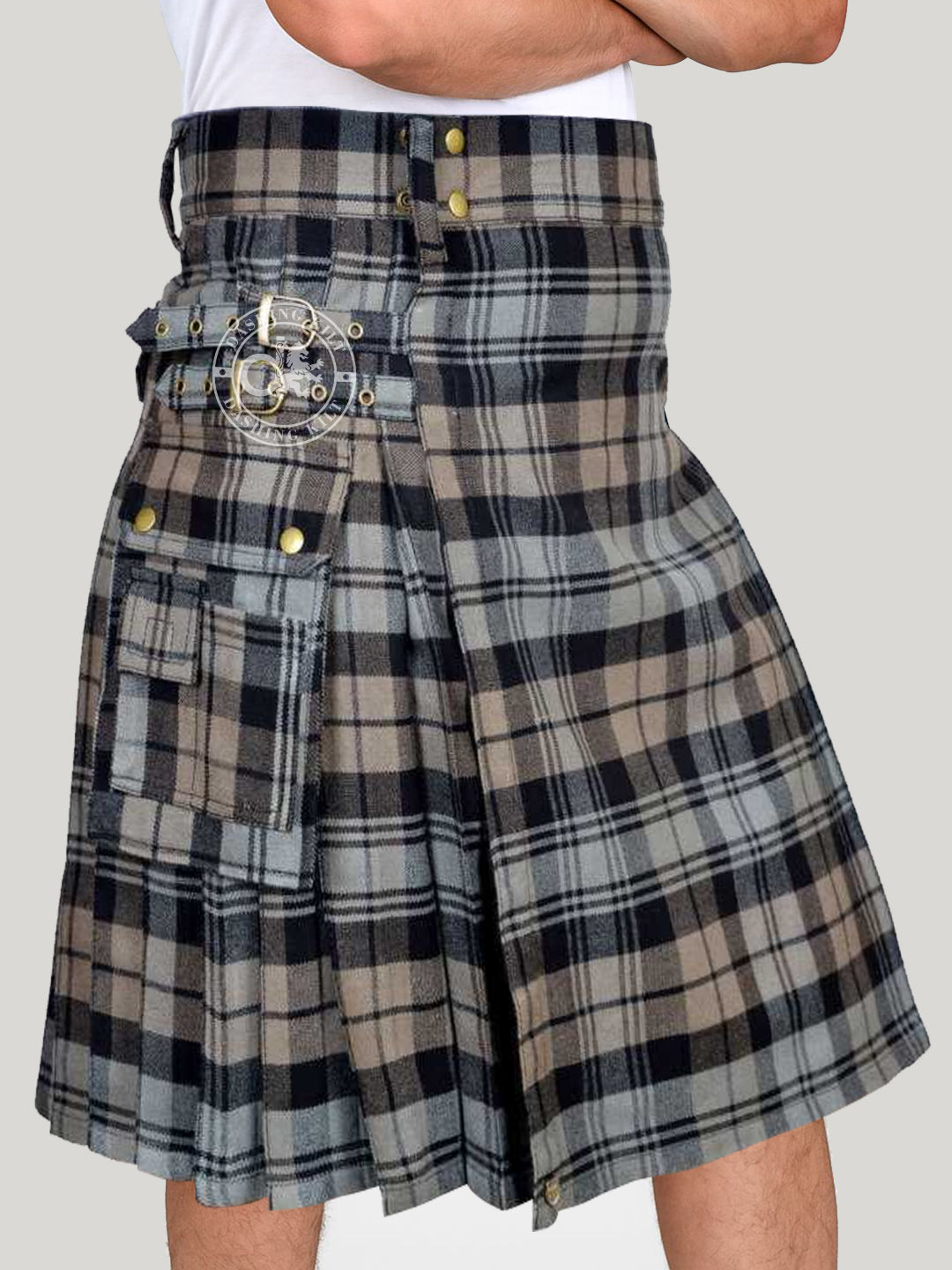 Black Watch Weathered Tartan 16oz Utility Kilt for Men
