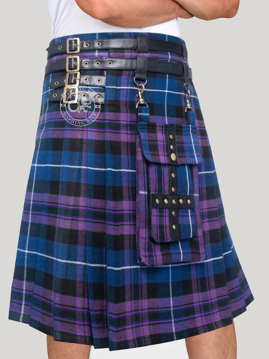 Adjustable 16oz Pride of Scotland Tartan Utility Kilt for Men With Front Detachable Pocket