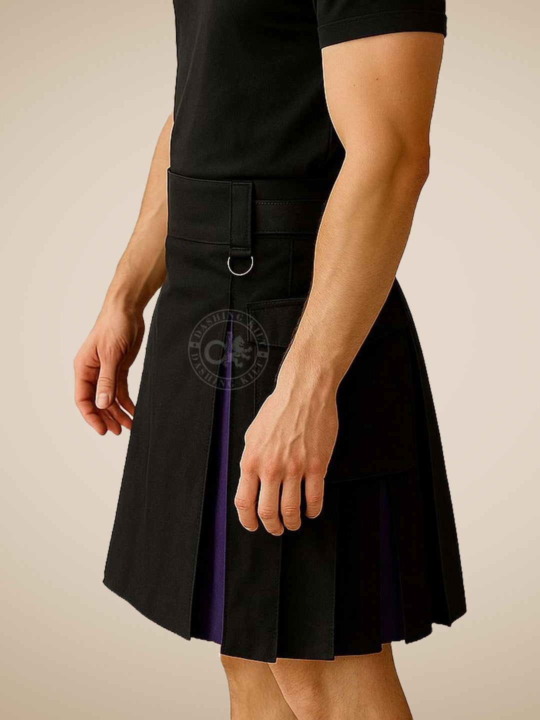 Hybrid Black Purple Leather Straps kilt