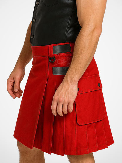 Red Leather Straps kilt