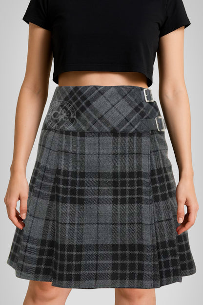 Women’s 16 inches Grey Watch Tartan Billi Kilt Skirt
