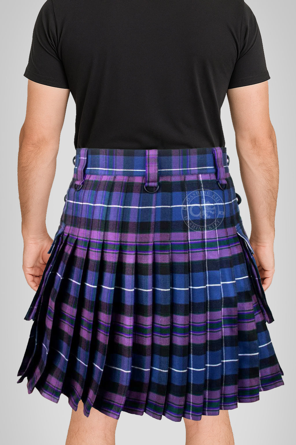 Scottish Light Weight Pride of Scotland Tartan Utility Kilt for Men With Leather Strap & Cargo Pockets