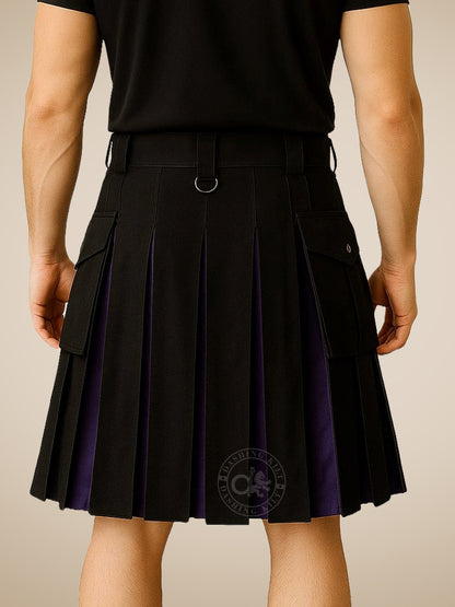 Hybrid Black Purple Leather Straps kilt
