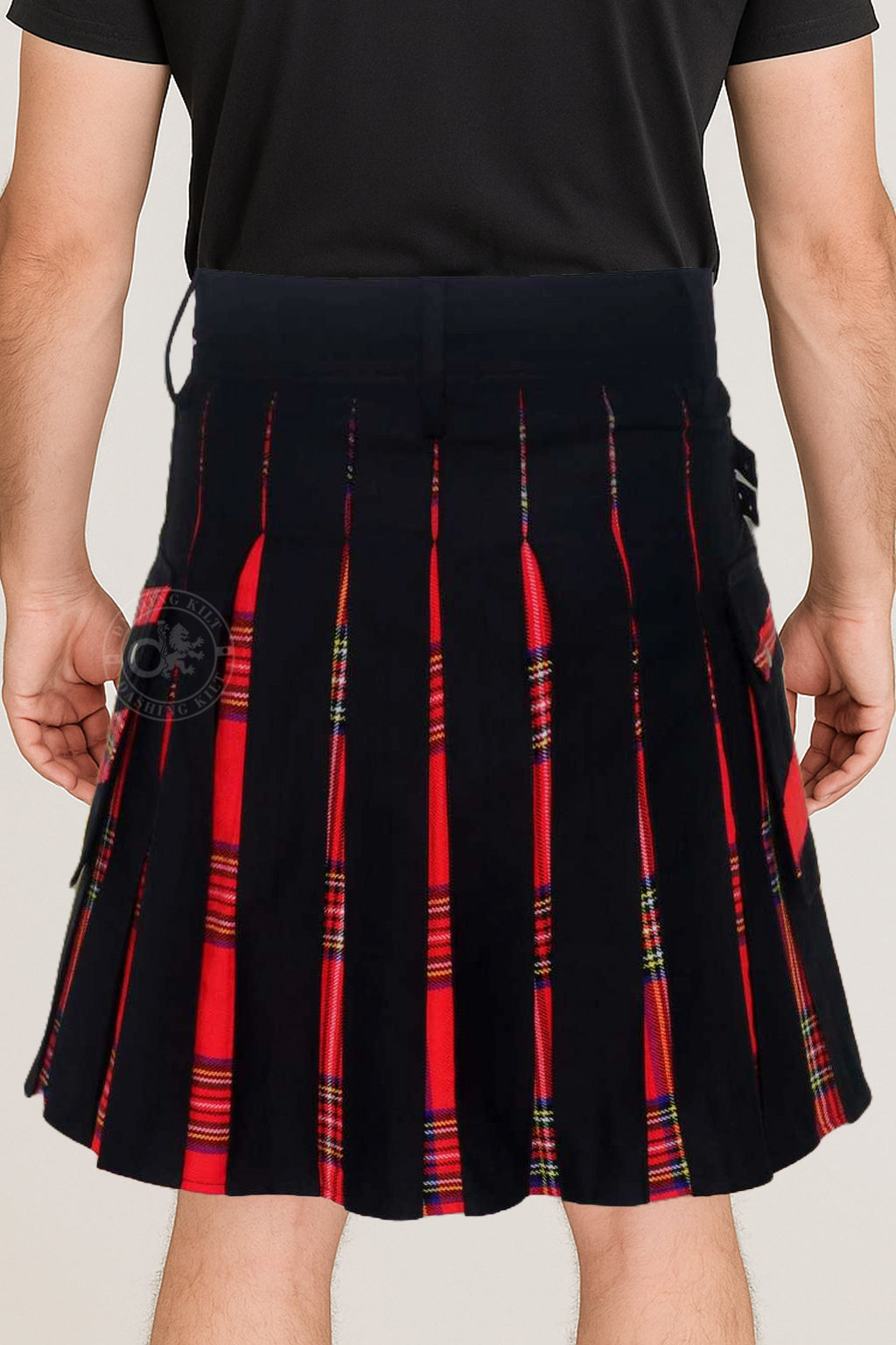 Men’s Modern Hybrid Cotton & Royal Stewart Tartan Cross Strips Designer’s Wedding Kilt
