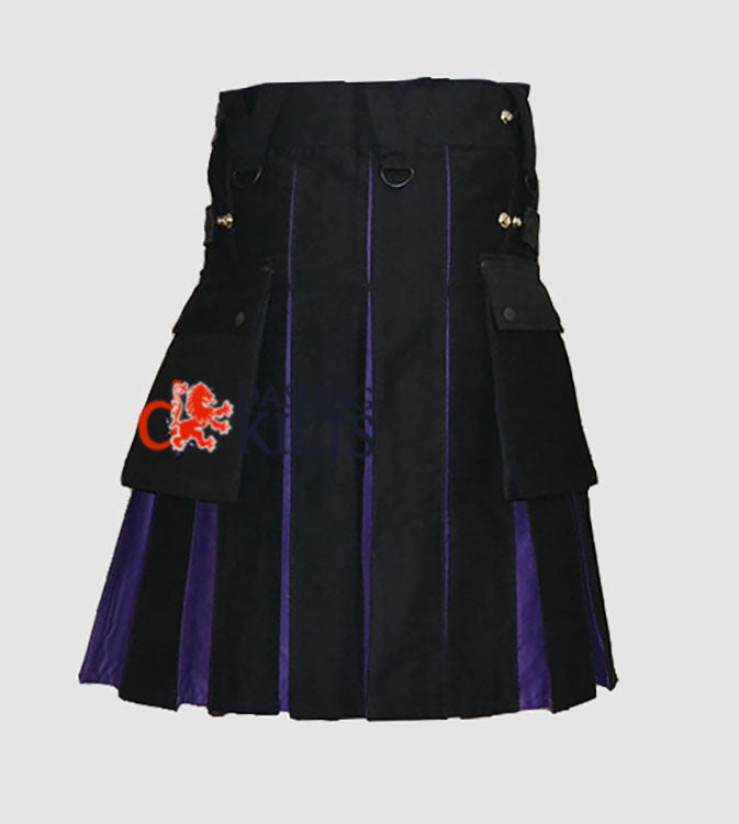 Hybrid Black Purple Leather Straps kilt