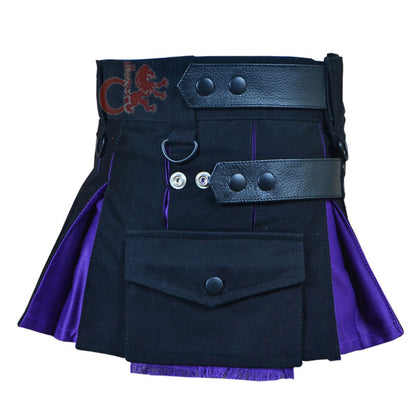 Deluxe Black and Blue Hybrid Kilt for Girls