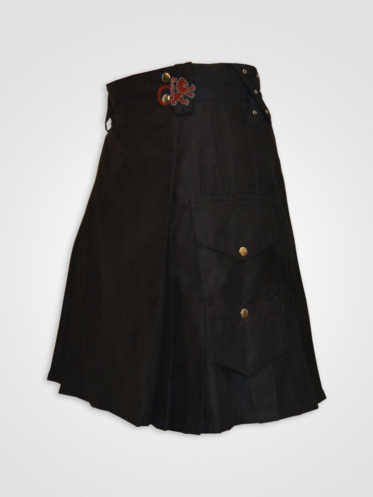 Black Pant Style Pockets Mocker Kilt