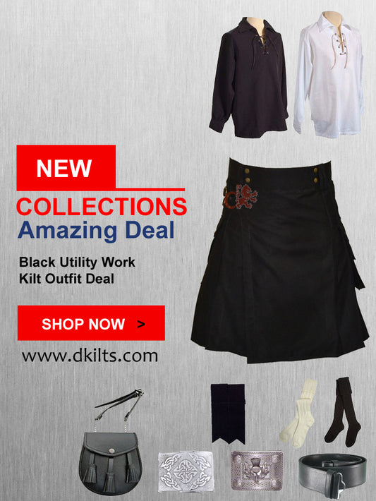 Black Utility Work Kilt Outfit Deal