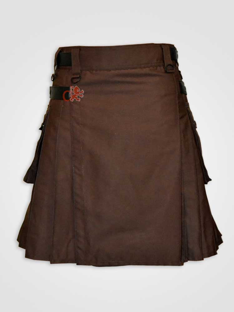 Chocolate brown Leather Straps Kilt