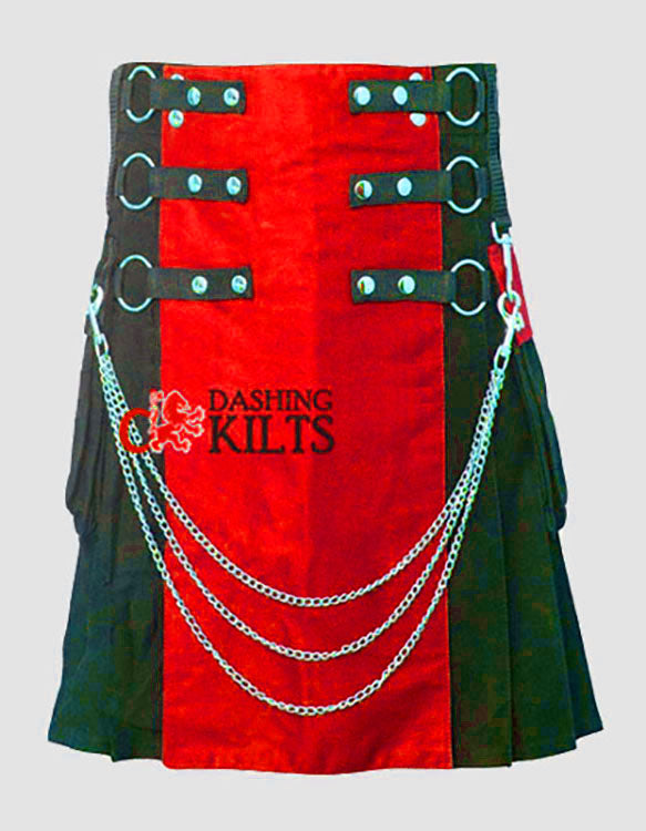 Fashion Tactical Blue &Fashion Tactical Red & Black Hybrid Kilt; Black Hybrid Kilt