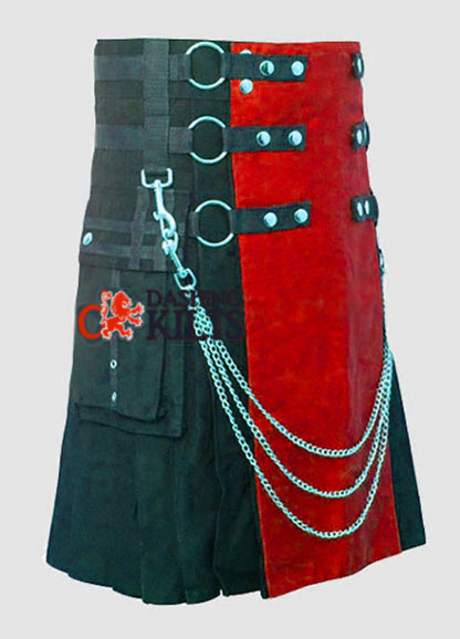 Fashion Tactical Hybrid Kilt Red And Black