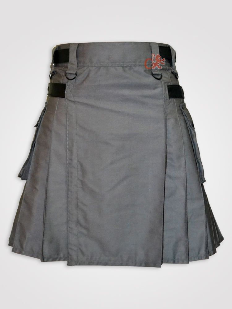 Gray kilt with Leather Straps