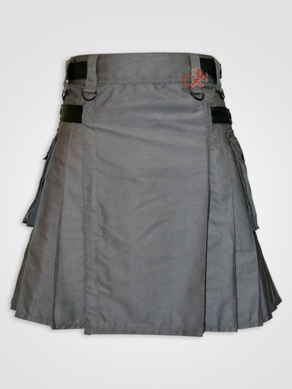 Gray kilt with Leather Straps