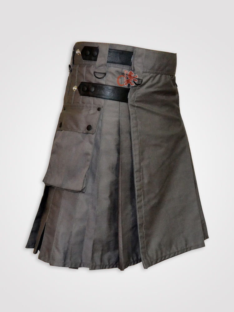 Gray kilt with Leather Straps