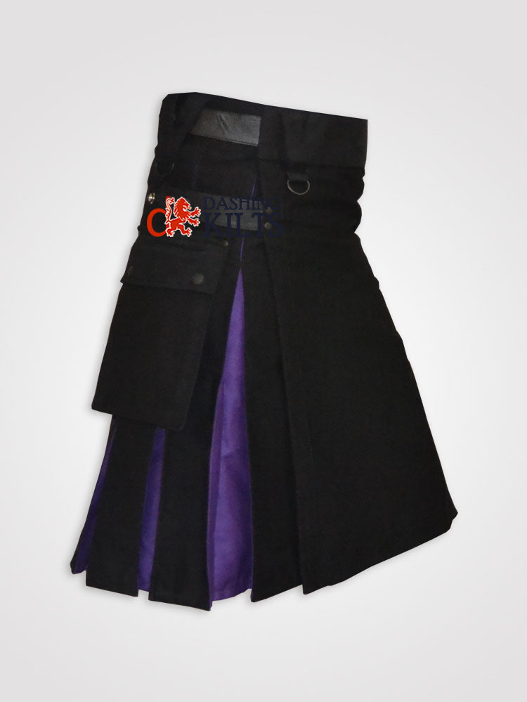 Hybrid Black Purple Leather Straps kilt