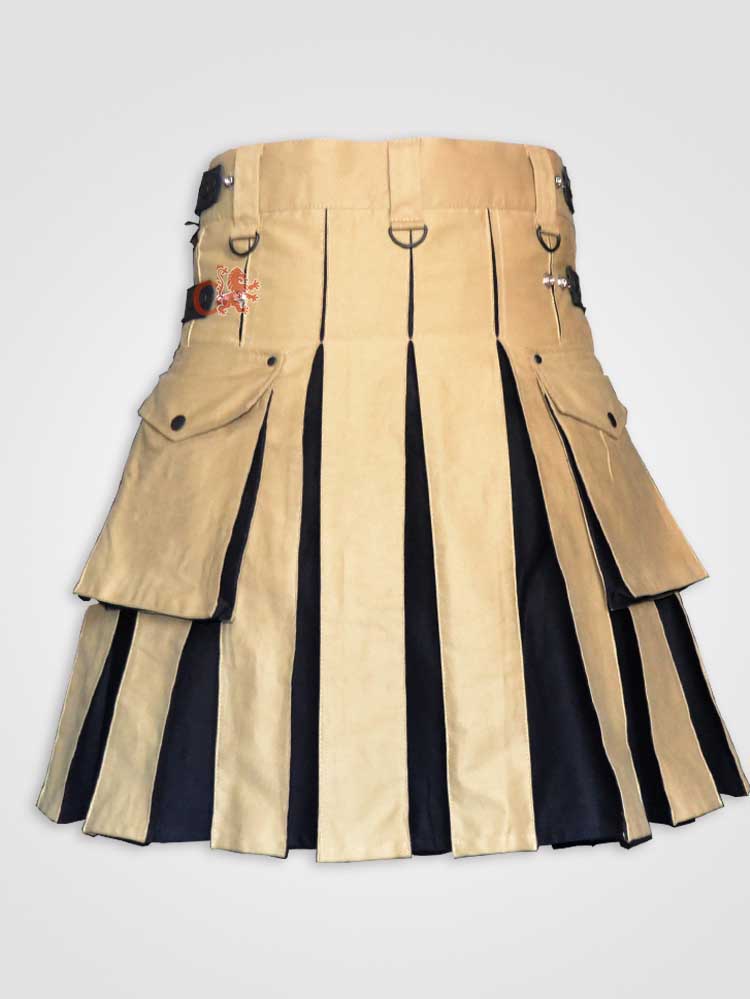 Khaki and Black Hybrid kilt